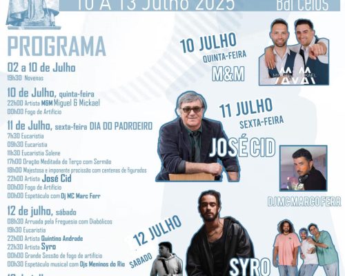 Várzea celebra São Bento com José Cid, Syro, M&M e muito mais de 10 a 13 de julho