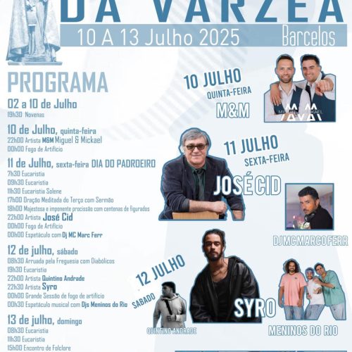 Várzea celebra São Bento com José Cid, Syro, M&M e muito mais de 10 a 13 de julho